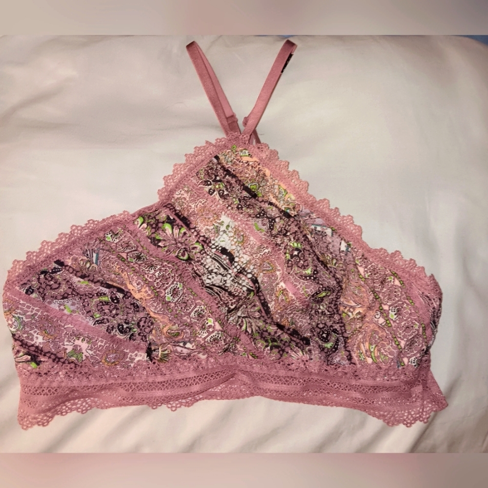 Halter Neck Print Lace Bralette S By Victoria's Secret